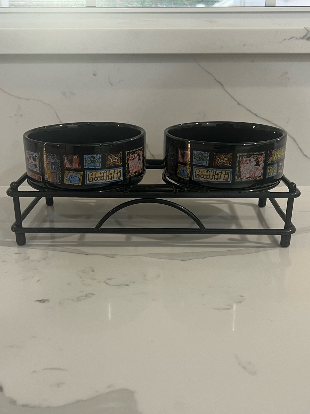 2 Whisker City Cat Food Water Bowl Dish with stand